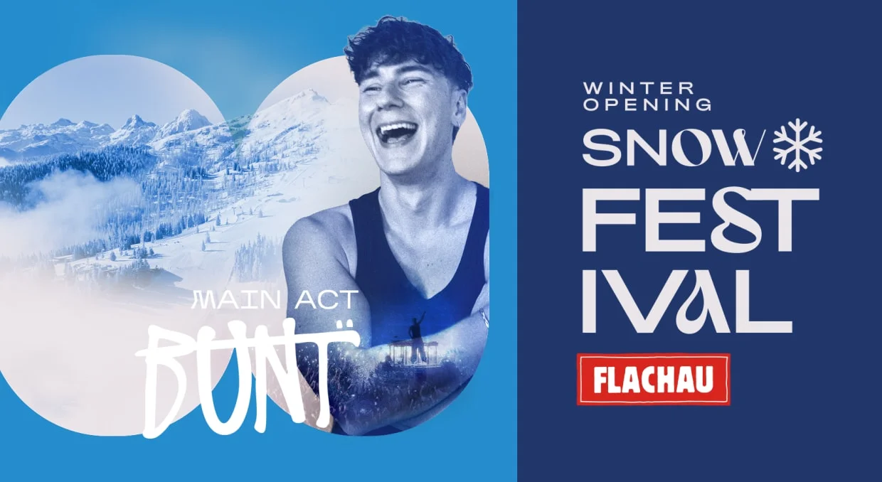 3 Nächte Winter Opening Special Lachende man met berglandschap, Snow Festival Flachau winteropening