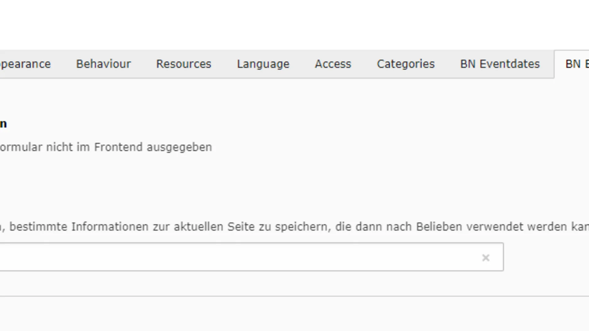 Backend-Seite zum Bearbeiten der Seite Österreich mit Spezialfeld Eingabe