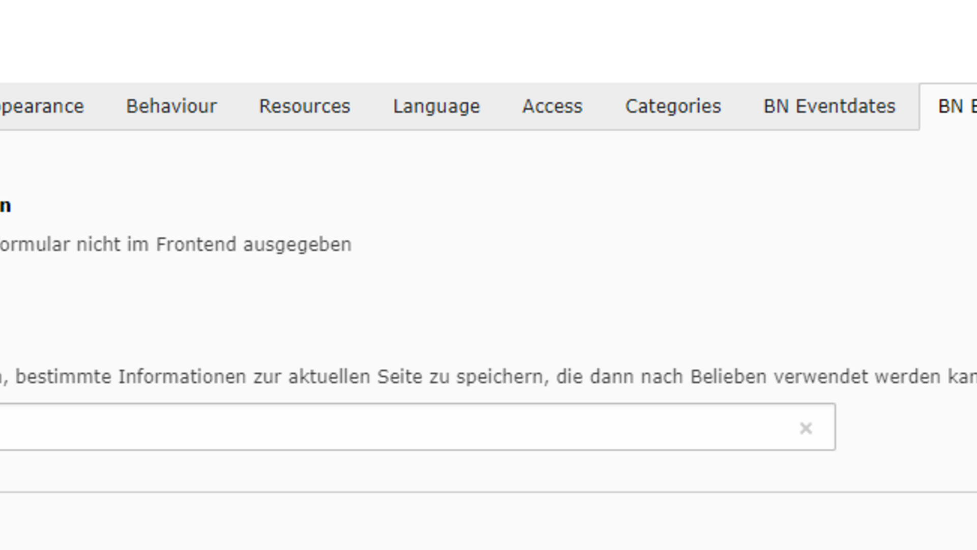 Header Backend-Seite zum Bearbeiten der Seite Österreich mit Spezialfeld Eingabe