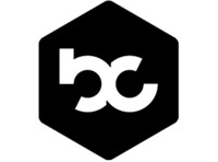 Schwarzes Sechseck mit weißem 'bc'-Logo