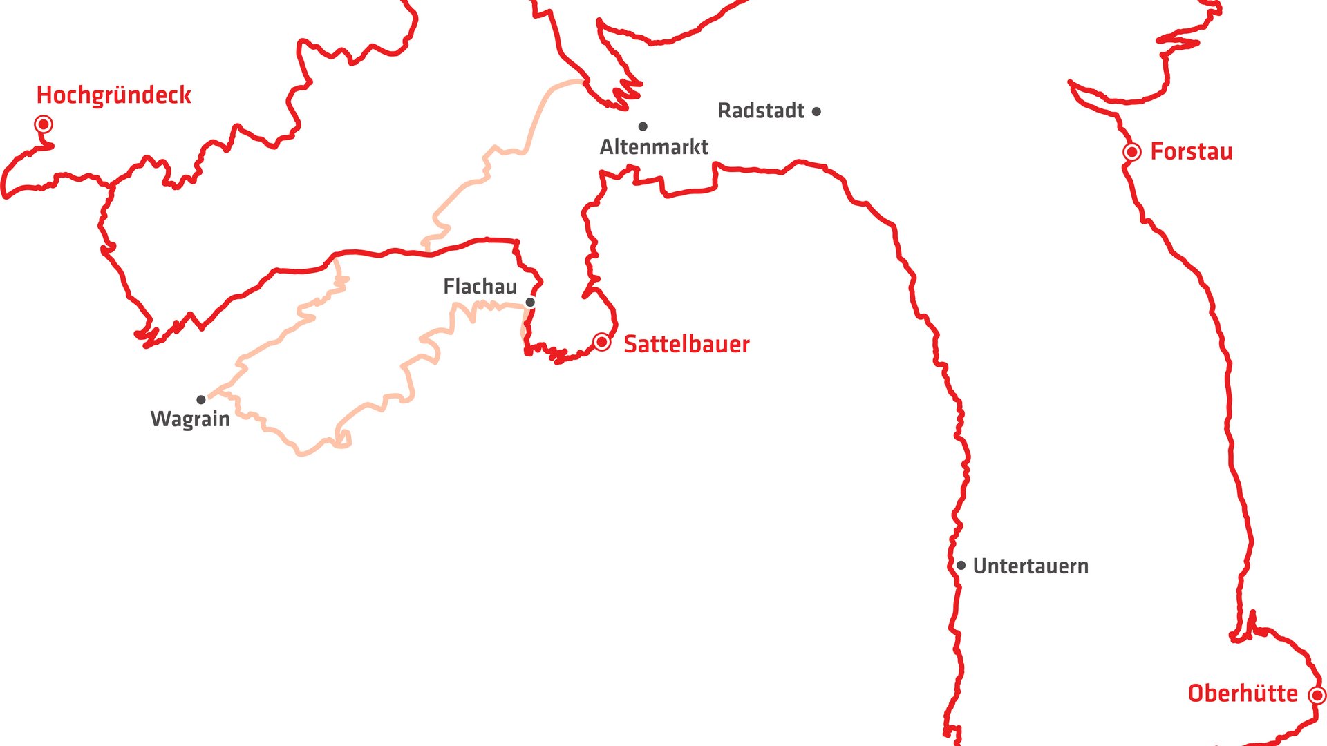 Karte der Wanderroute mit markierten Stationen im Pongau, Salzburg