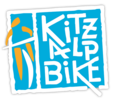 Logo von Kitzalpbike mit stilisiertem Radfahrer und Schriftzug