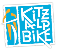 Logo von Kitzalpbike mit stilisiertem Radfahrer und Schriftzug