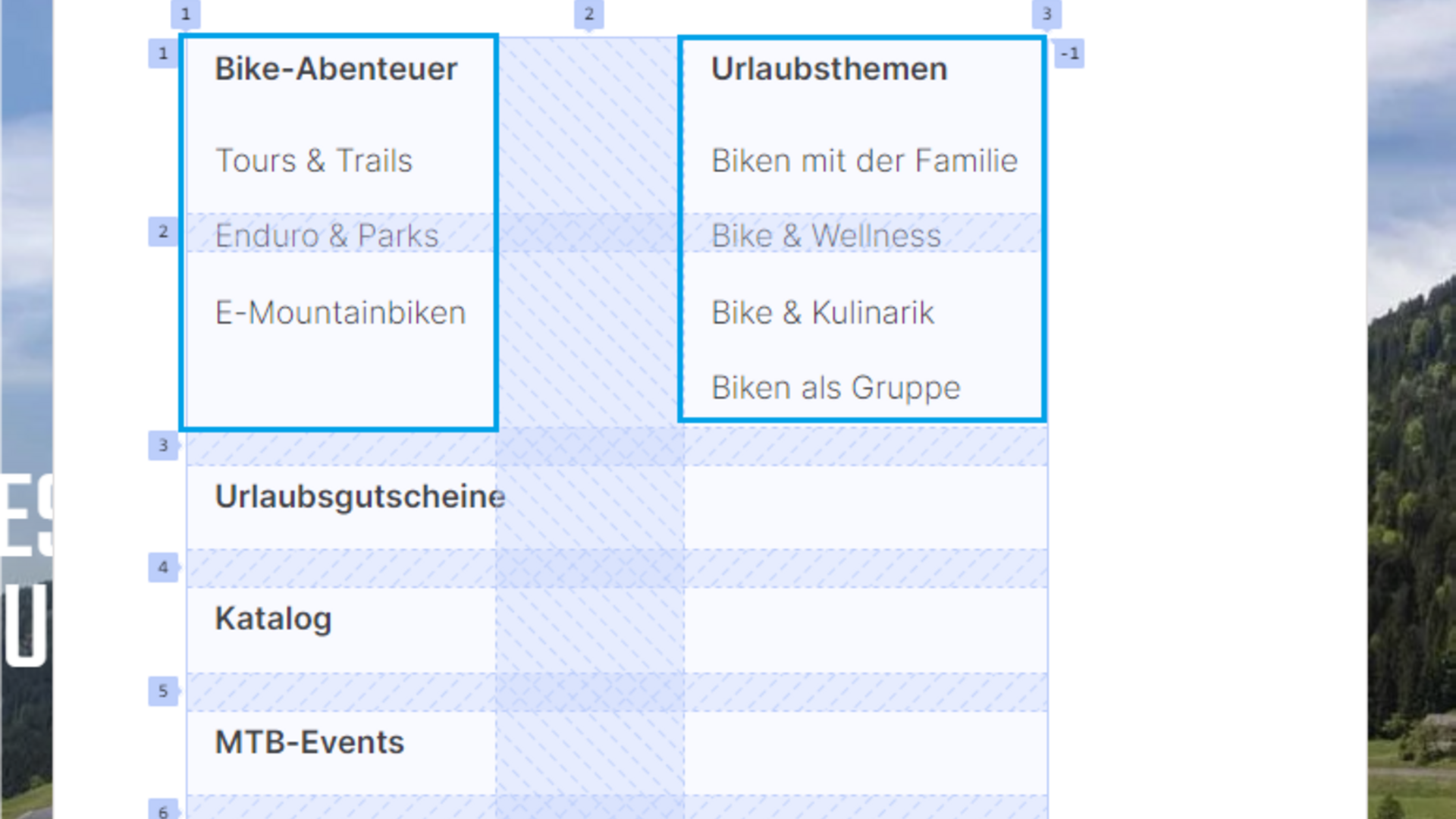 Header Übersicht Mountainbike-Urlaub mit Themen und Aktivitäten