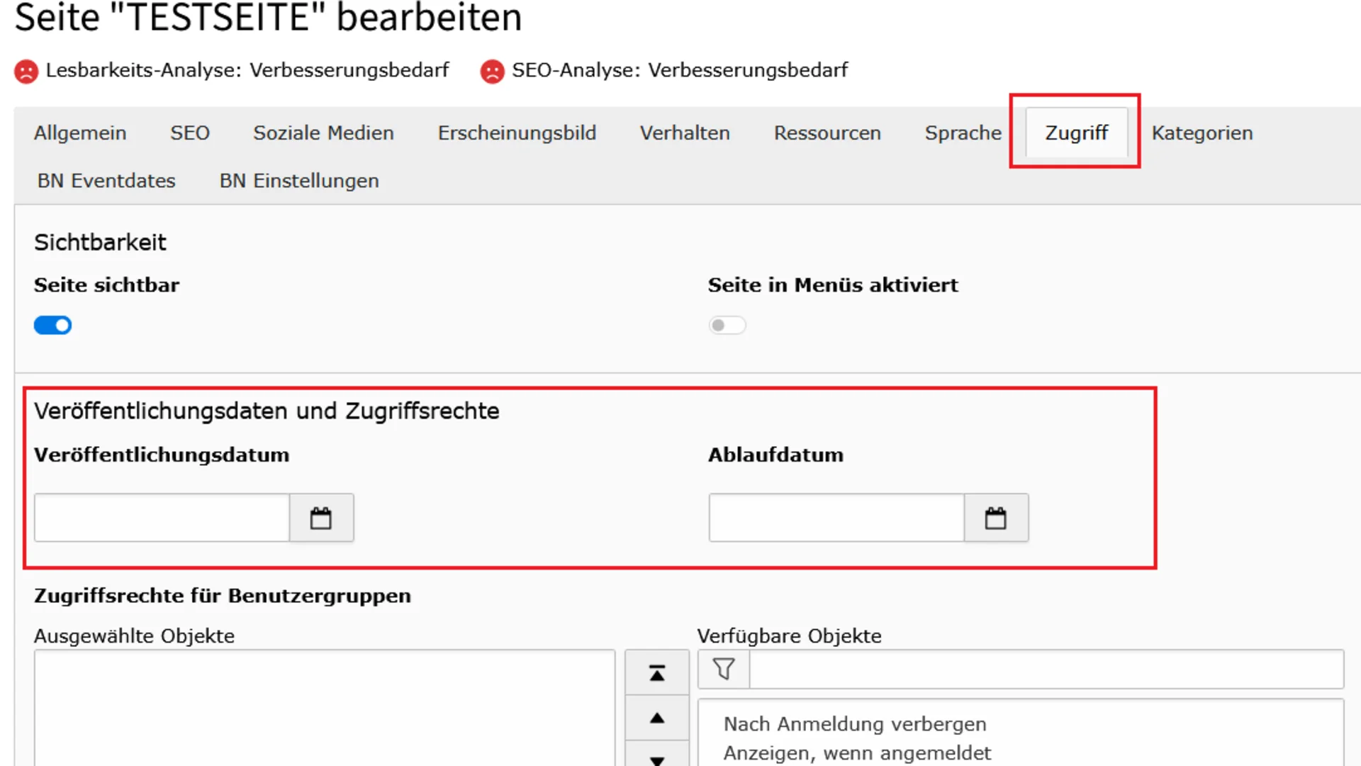 Allgemeine Infos zur Website